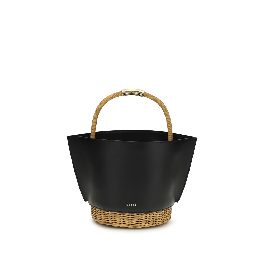 Raffia Leather Basket Handbag