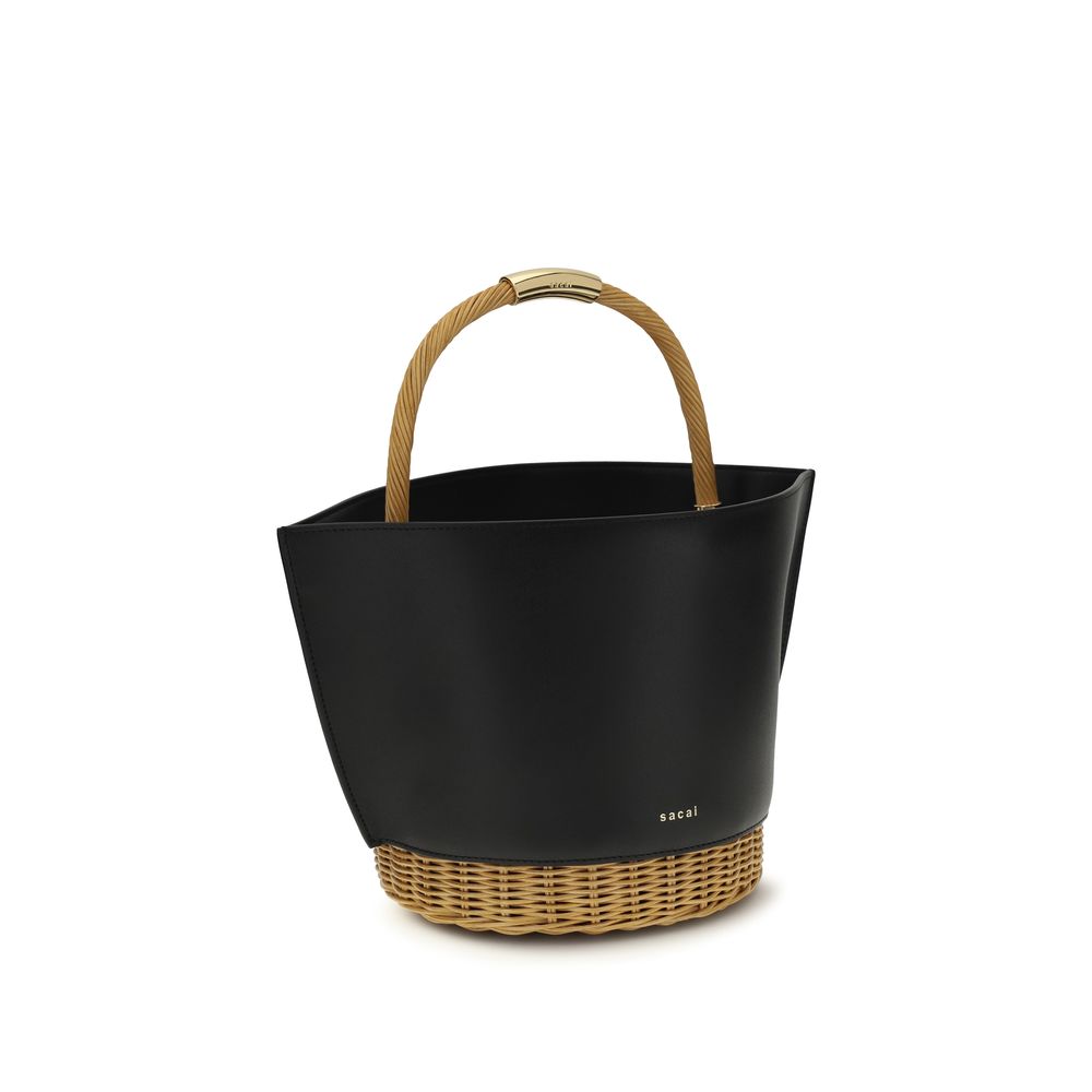 Raffia Leather Basket Handbag