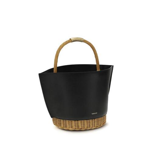 Raffia Leather Basket Handbag