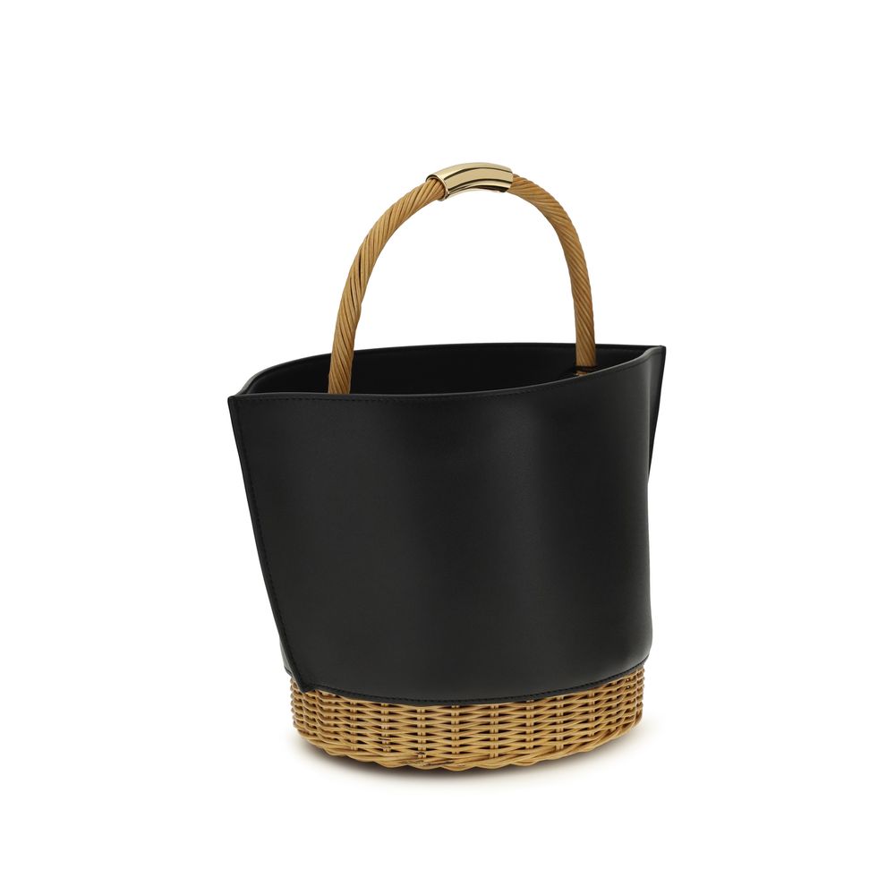 Raffia Leather Basket Handbag