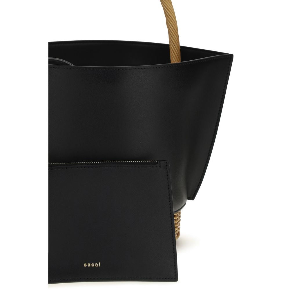 Raffia Leather Basket Handbag