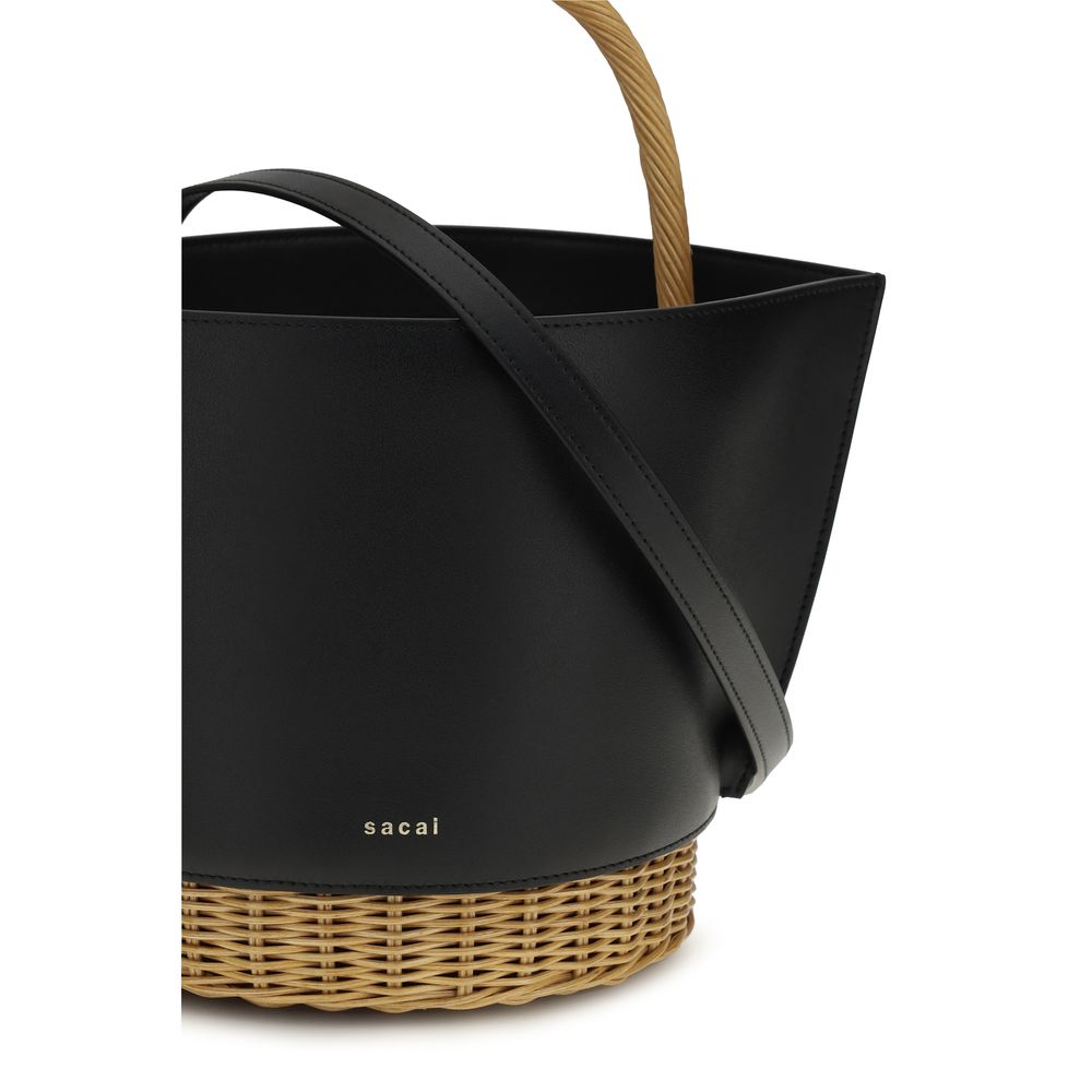 Raffia Leather Basket Handbag