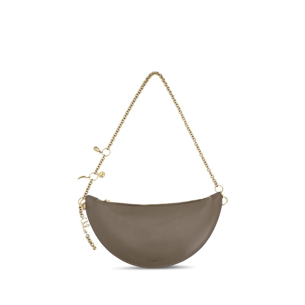 Gray Calfskin Icons Shoulder Bag