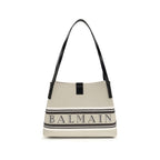 Beige Cotton Jacquard Shoulder Bag