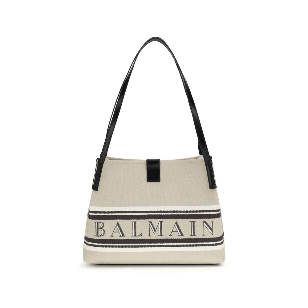 Beige Cotton Jacquard Shoulder Bag