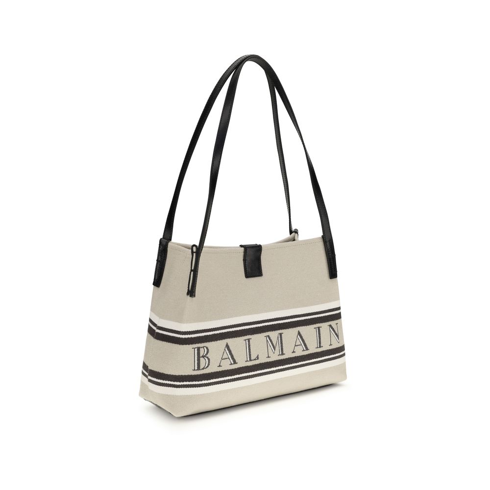 Beige Cotton Jacquard Shoulder Bag