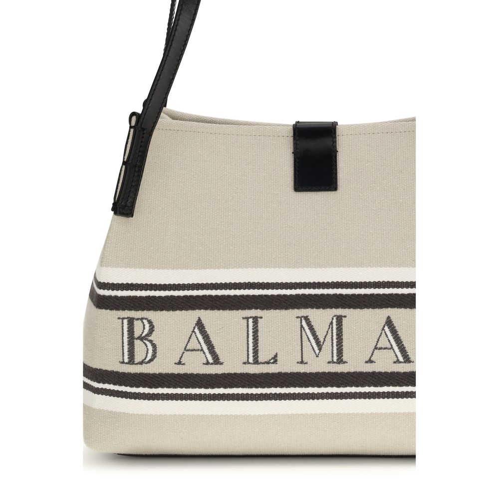 Beige Cotton Jacquard Shoulder Bag