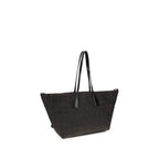 Raffia and Calf Leather Track Shoulder Bag