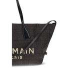 Raffia and Calf Leather Track Shoulder Bag