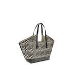 Black Raffia-Effect Fabric Tote Bag