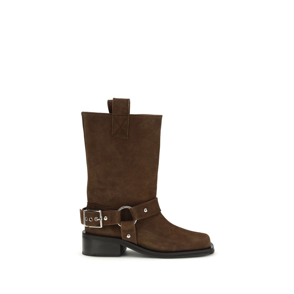 Brown Suede Biker Boots