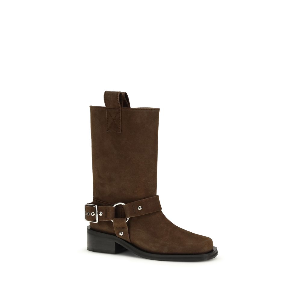 Brown Suede Biker Boots