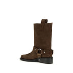 Brown Suede Biker Boots