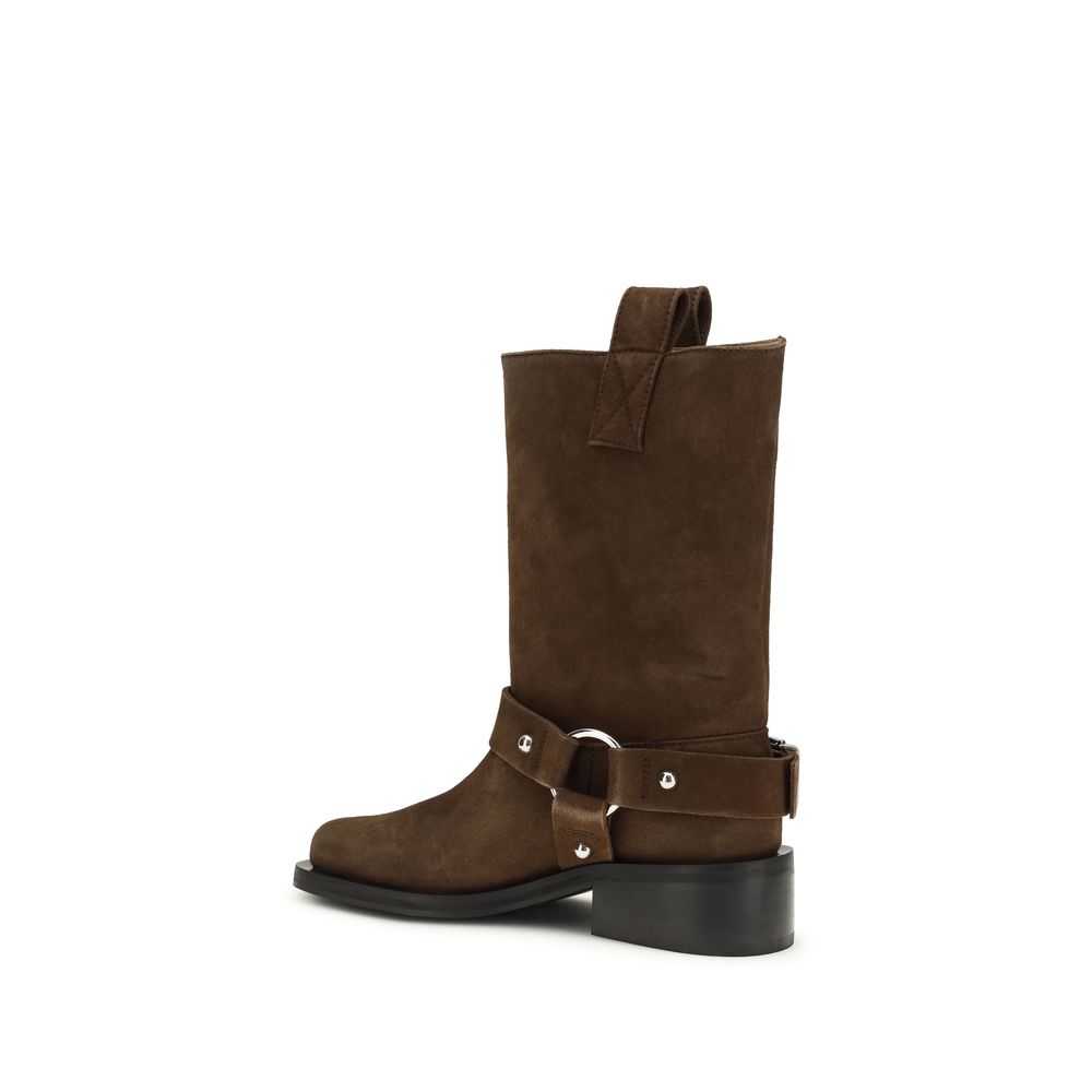 Brown Suede Biker Boots