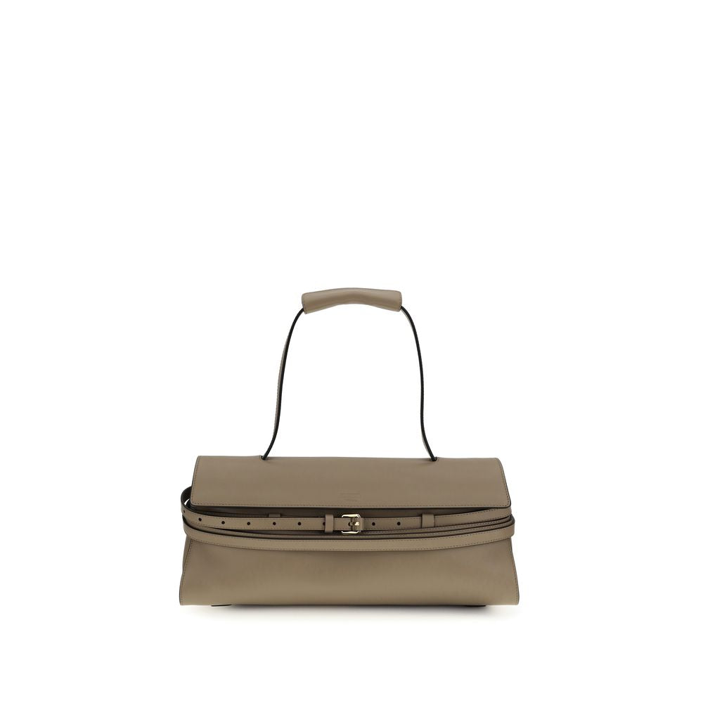 Beige Calf Leather Tie Me Shoulder Bag