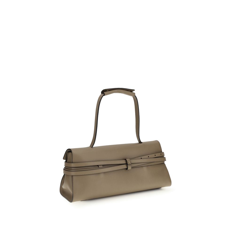 Beige Calf Leather Tie Me Shoulder Bag