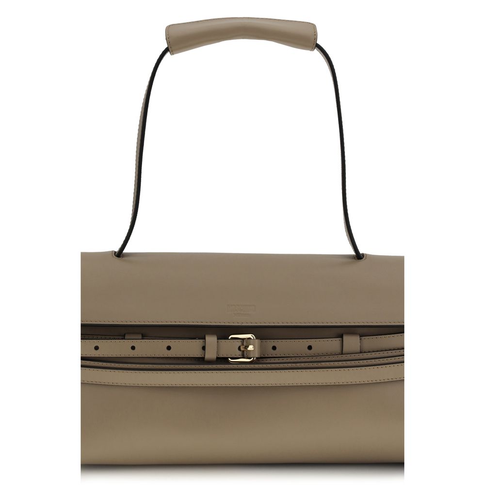 Beige Calf Leather Tie Me Shoulder Bag