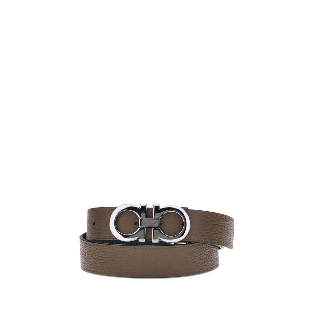 Gancini Reversible Grained Leather Belt
