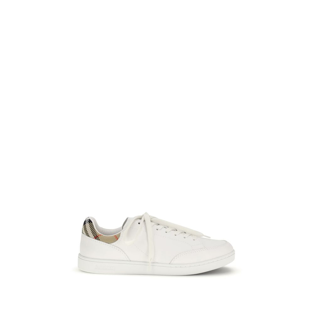 Check Motif Calf Leather Low Top Sneakers