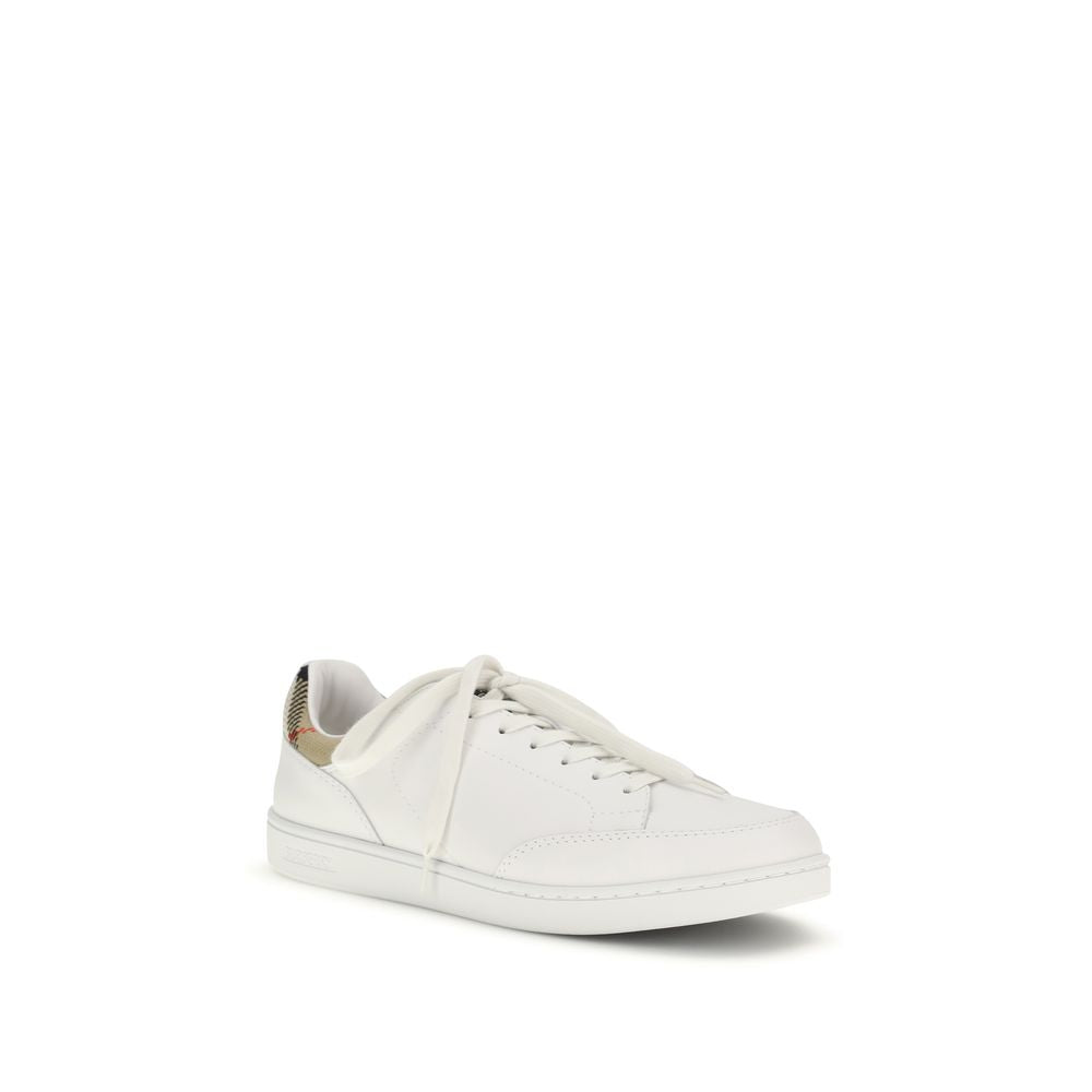 Check Motif Calf Leather Low Top Sneakers