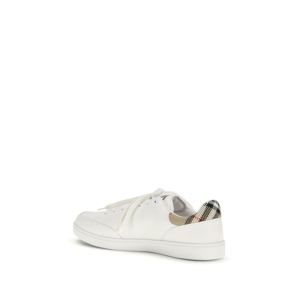 Check Motif Calf Leather Low Top Sneakers