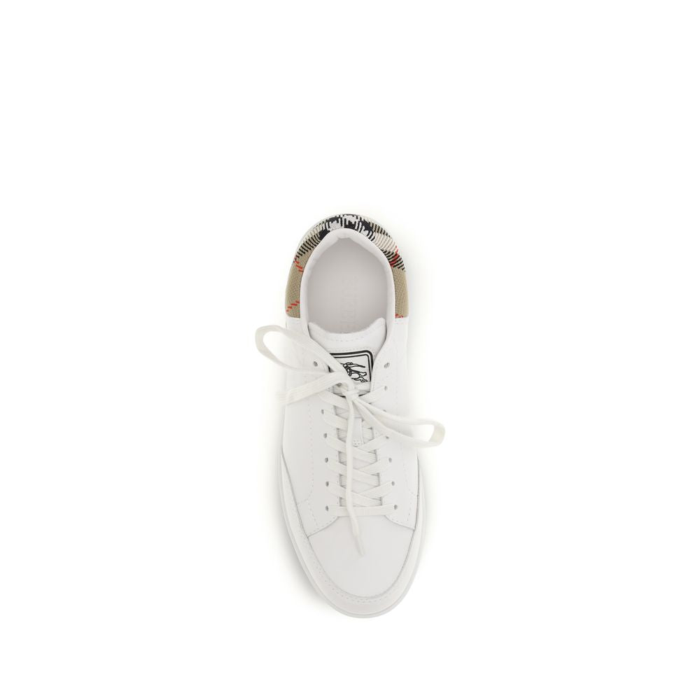 Check Motif Calf Leather Low Top Sneakers