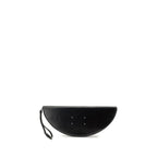 Crinkled Calf Leather Halfmoon Clutch Bag