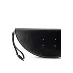 Crinkled Calf Leather Halfmoon Clutch Bag