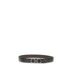 Grained Calfskin Gancini Double Logo Belt