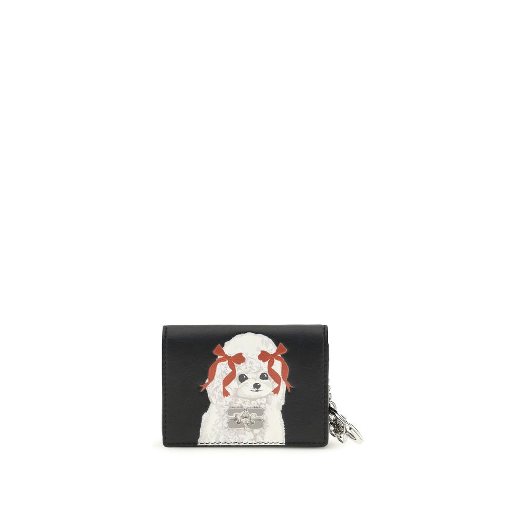 Poodle Print Recycled Leather Card Holder With Key Ring