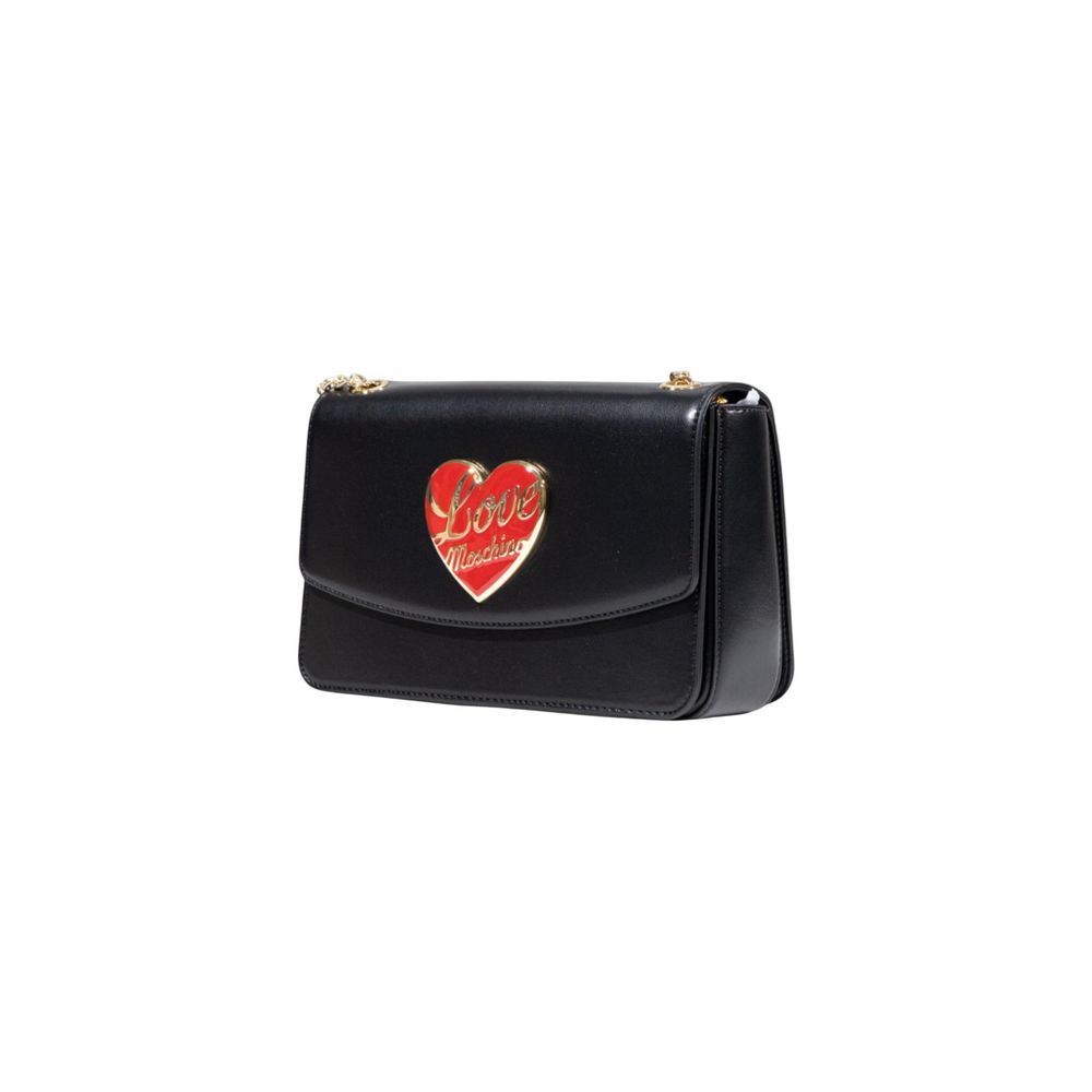 Medium Polyurethane Heart Flap Chain Shoulder Bag