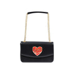 Medium Polyurethane Heart Flap Chain Shoulder Bag