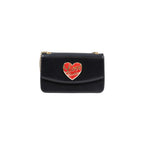 Medium Polyurethane Heart Flap Chain Shoulder Bag