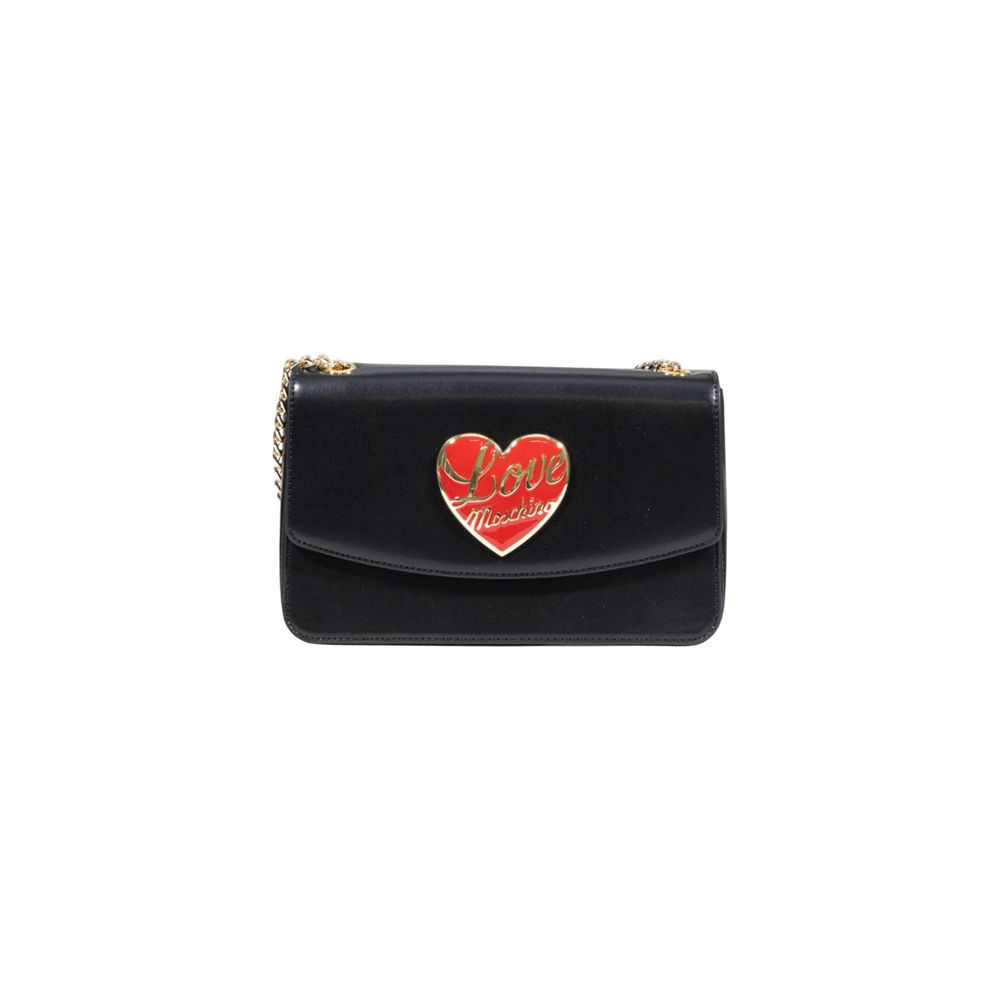 Medium Polyurethane Heart Flap Chain Shoulder Bag