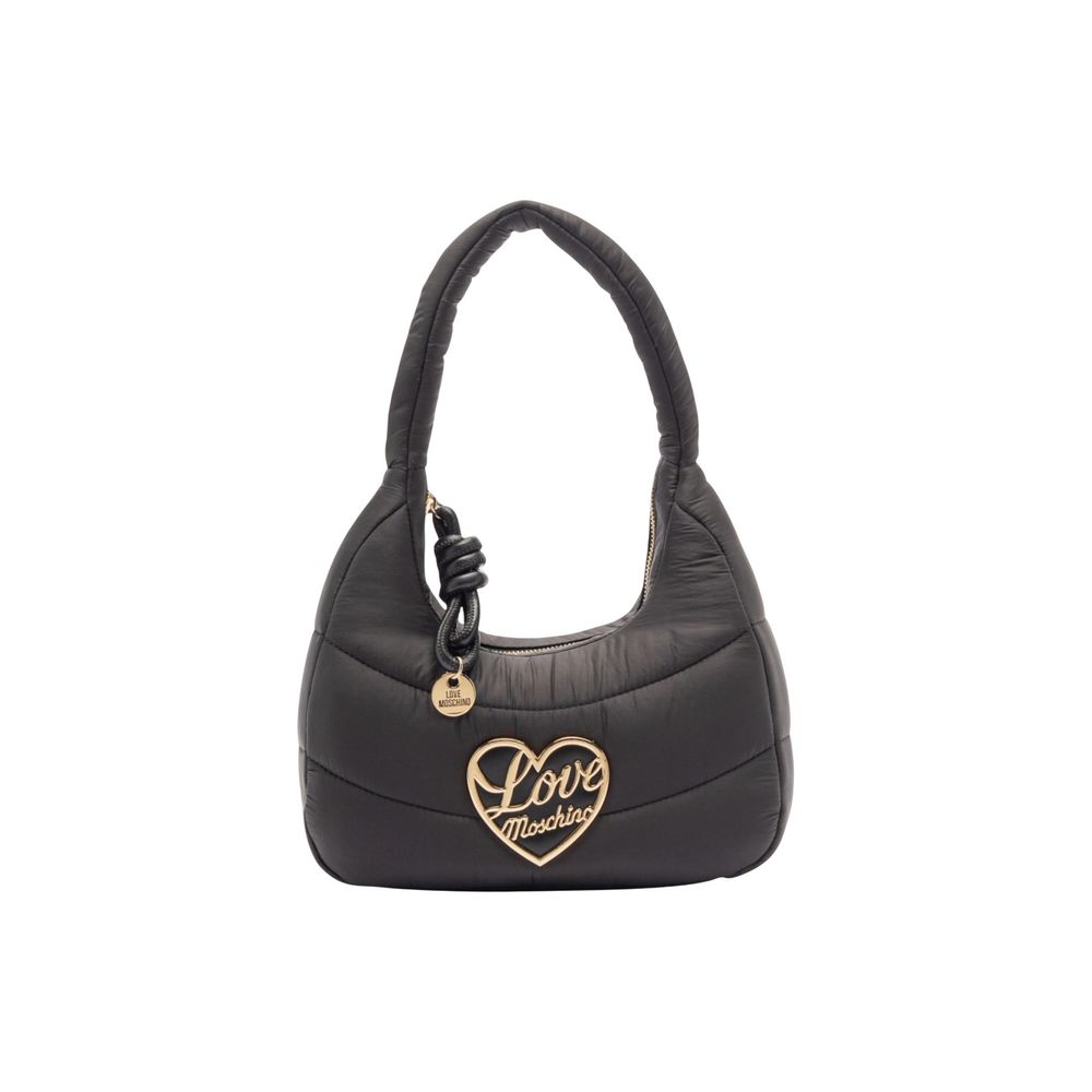 Padded Nylon Medium Heart Logo Top Zip Handbag