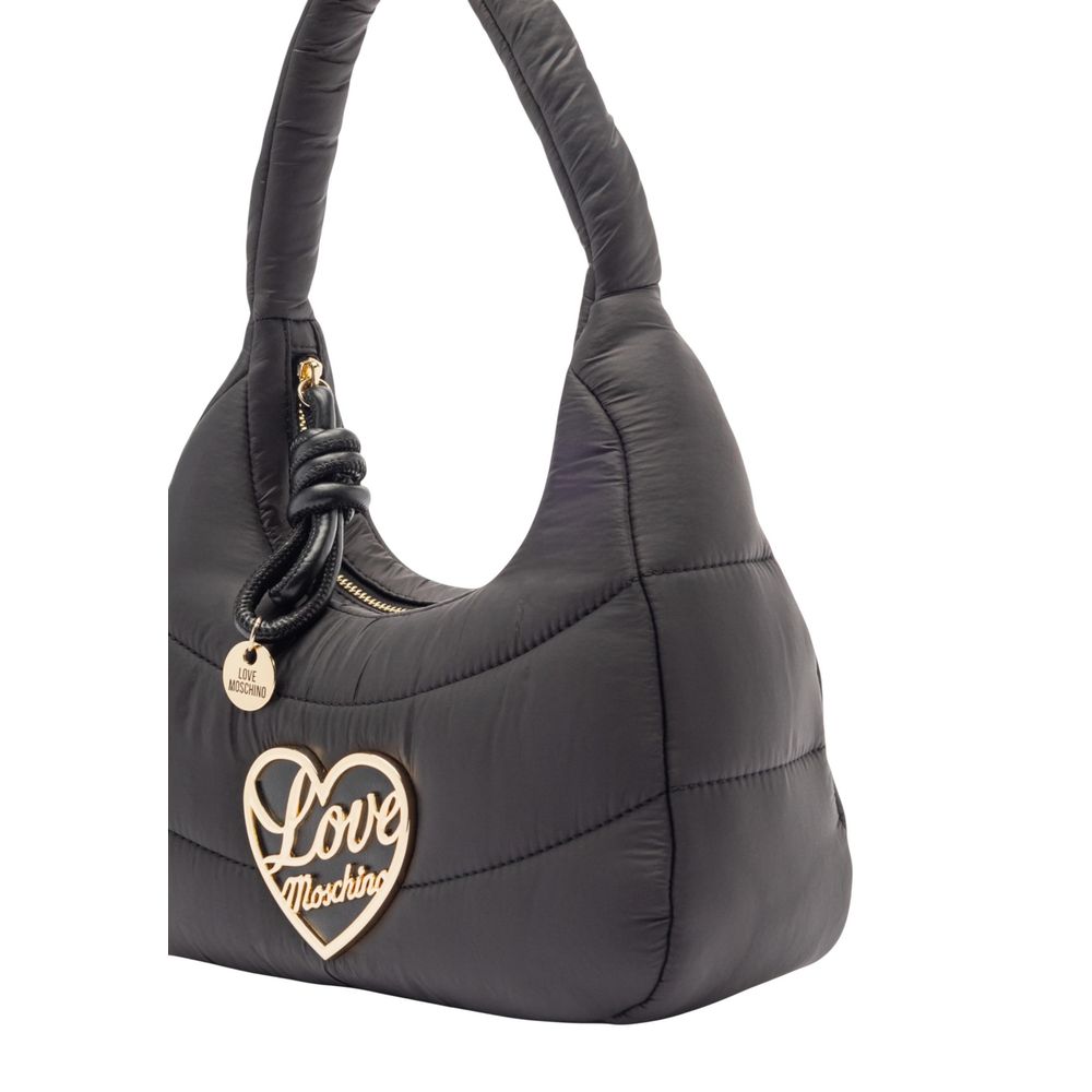 Padded Nylon Medium Heart Logo Top Zip Handbag