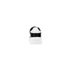 Black and White Synthetic Leather Lace-Up Sneakers