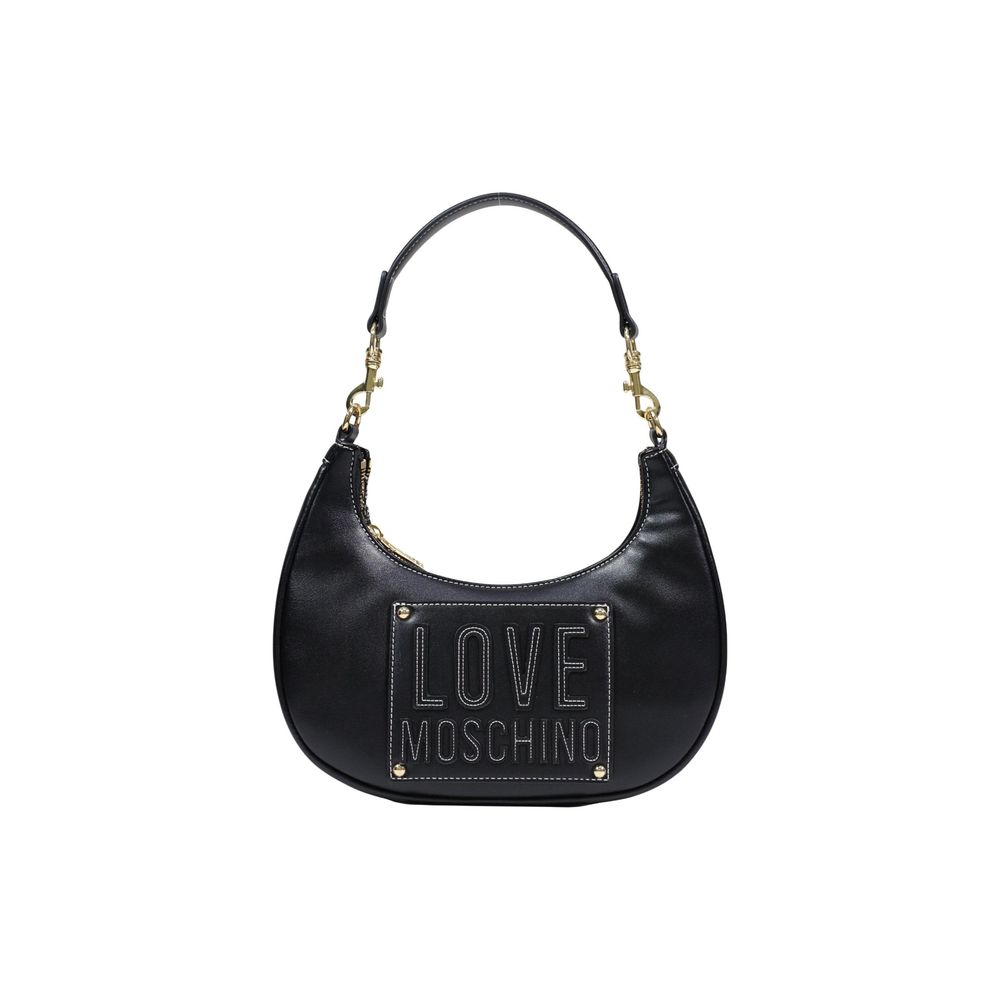 Small Black Polyurethane Shoulder Bag