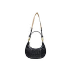 Small Black Polyurethane Shoulder Bag