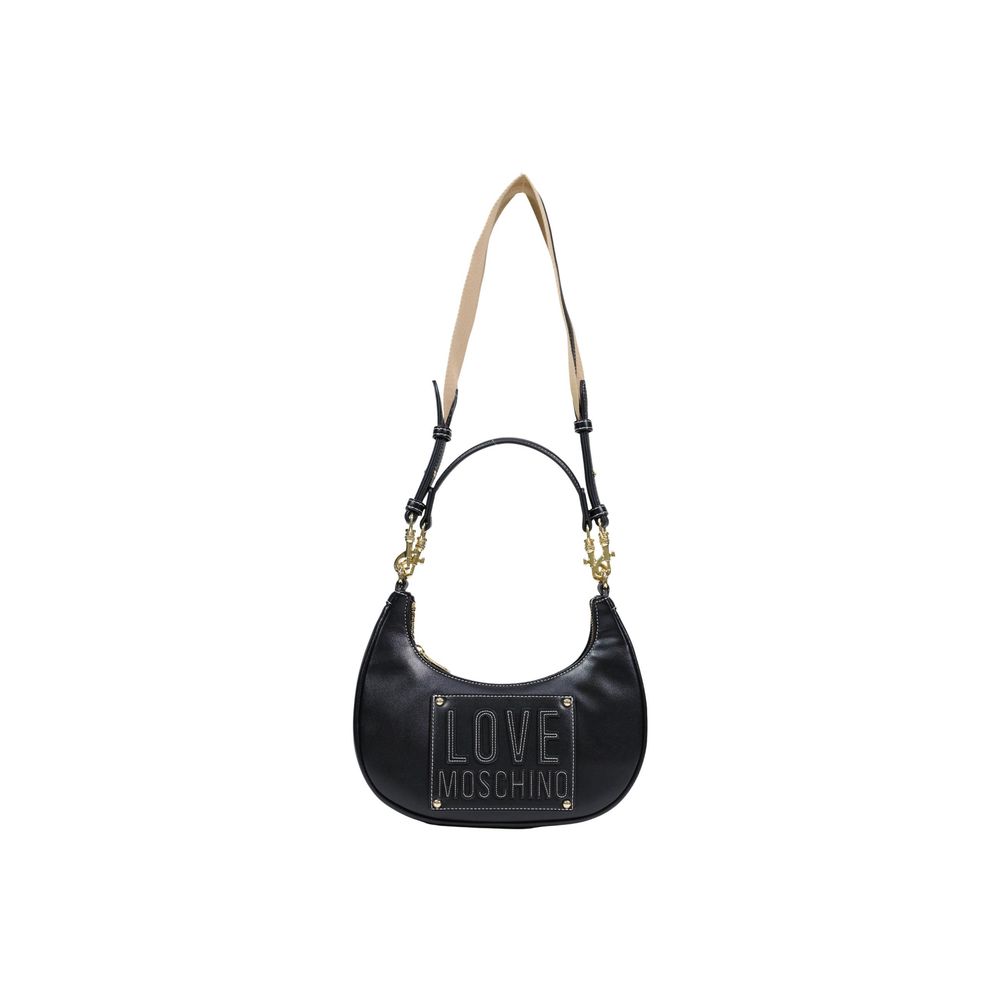 Small Black Polyurethane Shoulder Bag