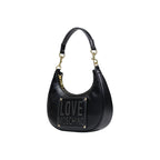 Small Black Polyurethane Shoulder Bag