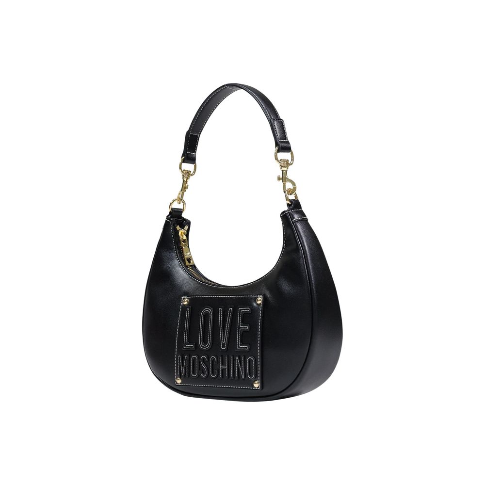 Small Black Polyurethane Shoulder Bag