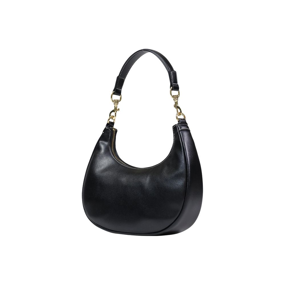 Small Black Polyurethane Shoulder Bag