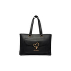 Black Polyurethane Shopper Handbag