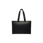 Black Polyurethane Shopper Handbag