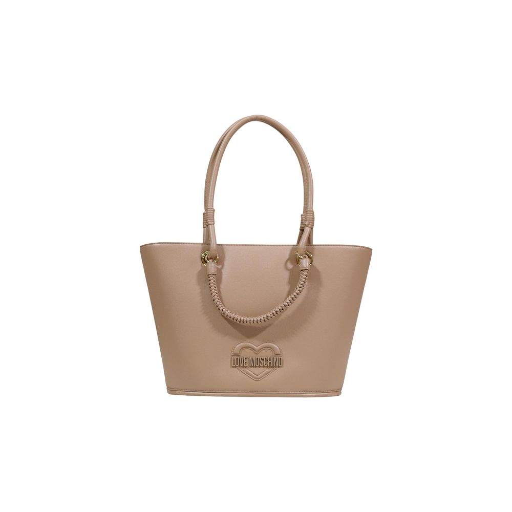 Large Polyurethane Handbag With Braided Handles