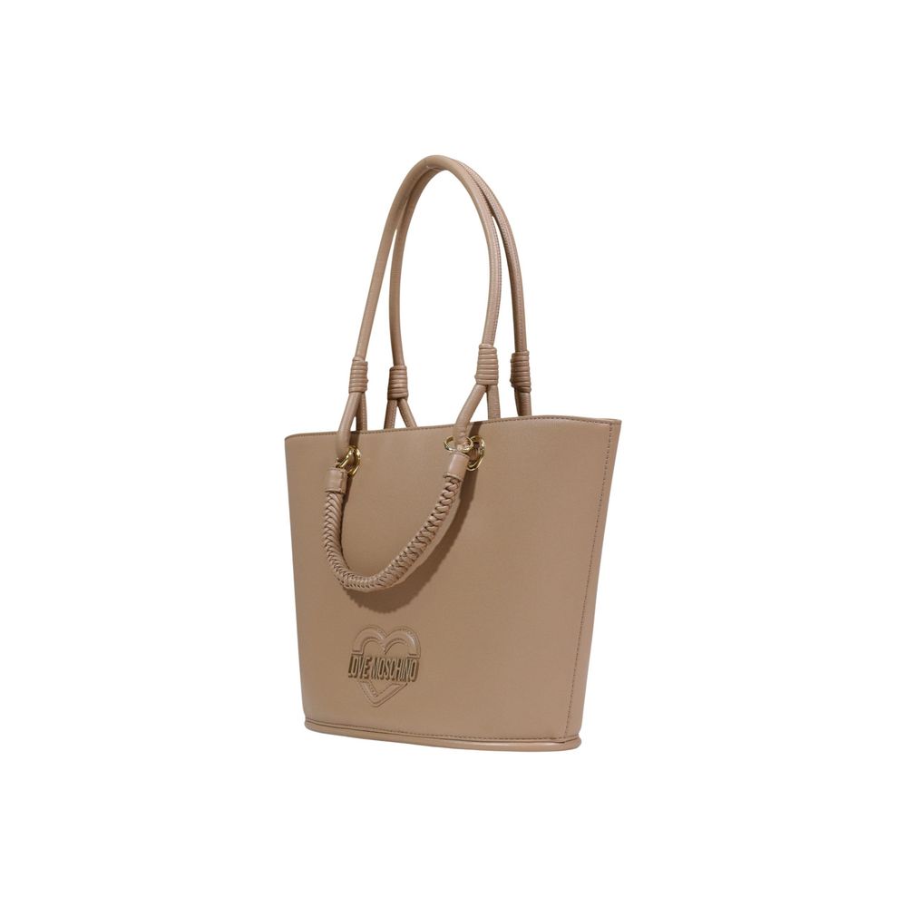 Large Polyurethane Handbag With Braided Handles