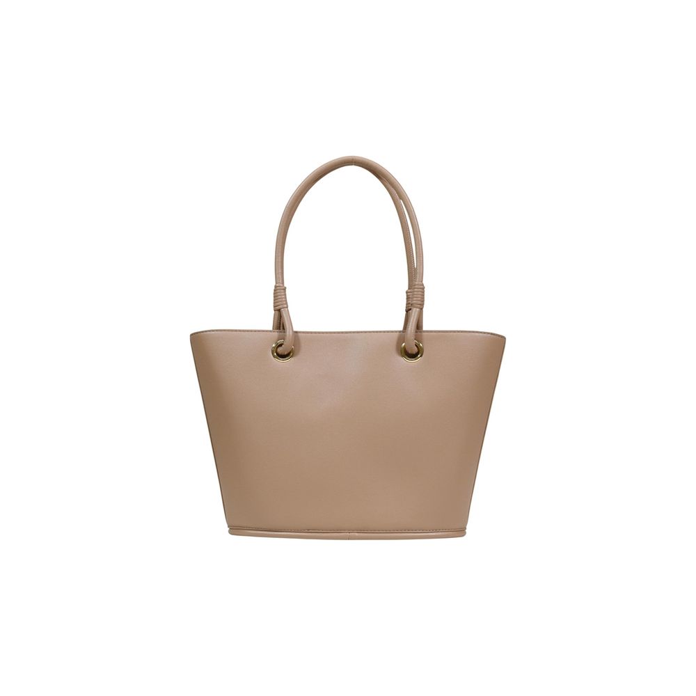 Large Polyurethane Handbag With Braided Handles