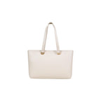 Beige Polyurethane Large Shopper Bag