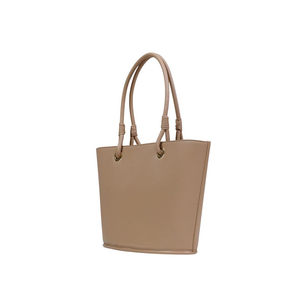 Large Polyurethane Handbag With Braided Handles